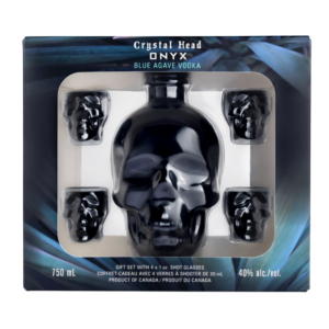 Crystal Head Onyx Vodka with 4 Shot Glasses 750mL